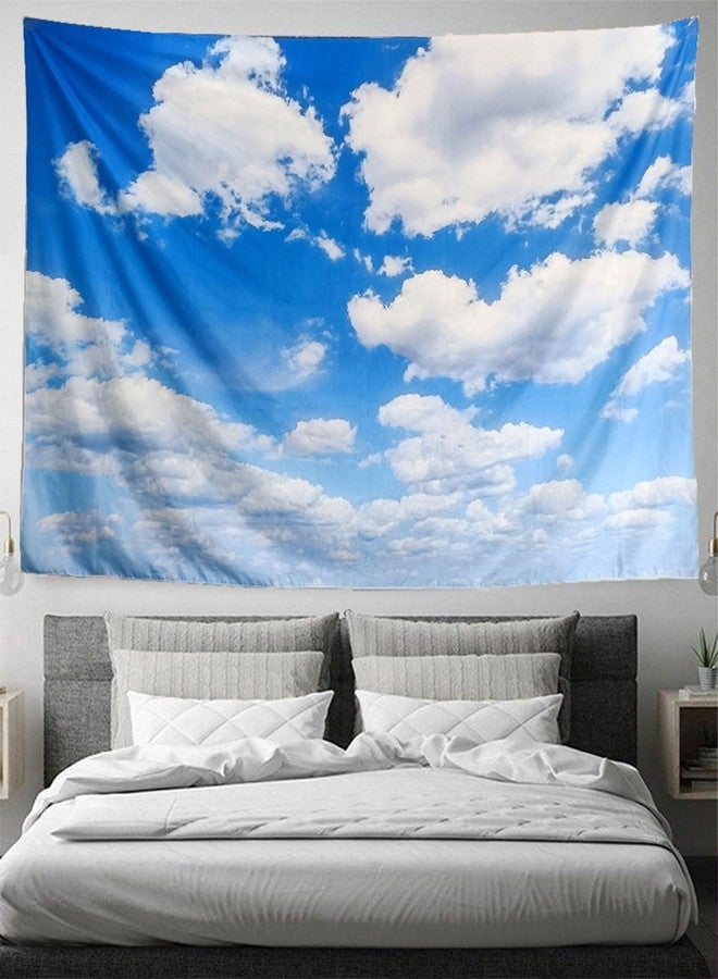 TUGCAY Blue Sky Tapestry White Cloud Tapestry Wall Hanging Ceiling Tapestries Clear Sunny Sky Clouds Backdrop Art Poster Wall Decor for Bedroom Living Room Dorm Kitchen Bathroom, 90x70 Inch - Image 5